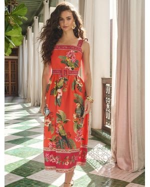 Lipsy Square Neck Belted Prom Midi Dress - Red