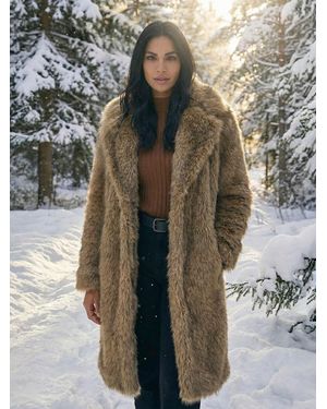 Roman Premium Faux Fur Coat - Brown