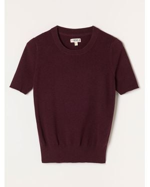 FatFace Fatface Selene Burgundy Short Sleeve Knitted Top - Red