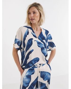 JD Williams Jd Williams Boarder Print V Neck Top - Blue