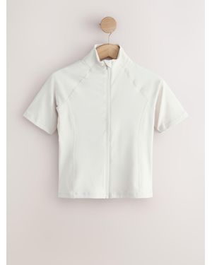 Next Ecru Active Balance Zip Through Sports Top - White
