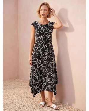 Roman Bow Print Hanky Hem Maxi Dress - Natural