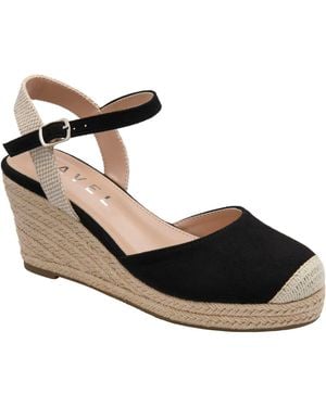 Ravel Espadrille Wedge Closed Toe Strap Shoes - Metallic