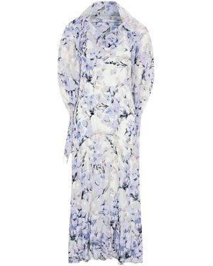 Gina Bacconi Yana Floral Printed Cowl Midi Dress & Scarf - White