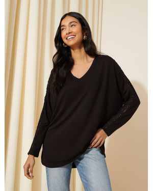 Friends Like These Langärmelige Tunika Aus Weichem Jersey Mit V-Ausschnitteu 36 (Uk 8) - Schwarz