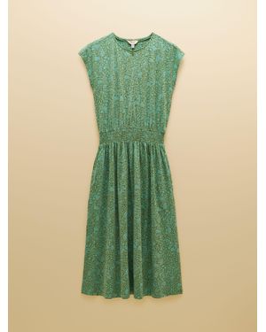 joules green floral dress Esme Green Shirred Midi Dress