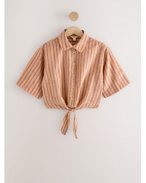 Next Tie-Front Short Sleeve Shirt - Natural