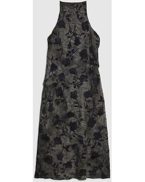 River Island Petite Halter Neck Devore Maxi Dress - Black
