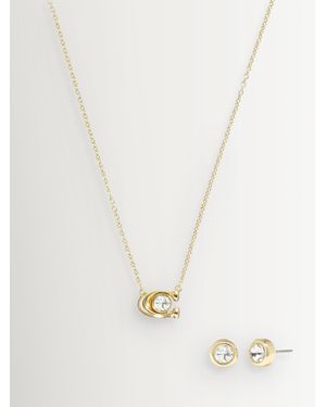 COACH Signature Necklace And Earrings Set - White