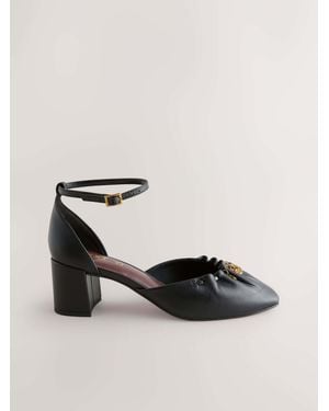 Next Forever Comfort Leather Two Part Coin Block Heels - Black