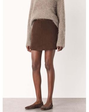 Whistles Suede A Line Mini Skirt - Natural