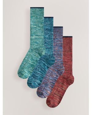 Next Twist Ribbed Socks 4 Pack - Blue