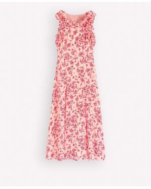 Boden Rüschen-Seiden-Midi-Kleid - Pink