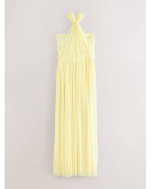 Next Mesh Multiway Wedding Guest Bridesmaid Maxi Dress - Yellow