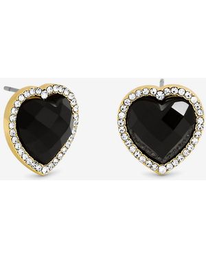 Jon Richard Plated Crystal And Jet Heart Studs - Black