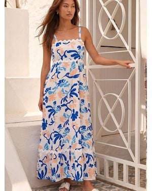 Roman Abstract Ric Rac Maxi Dress - Blue