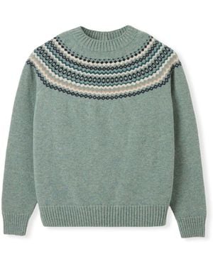 Celtic & Co. Ditsy Fair Isle Yoke Sweater - Green