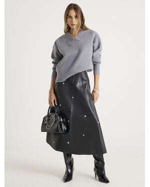 River Island Long Sleeve V Neck Knitted Jumper - Grey