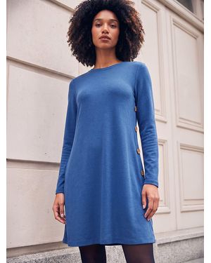 Roman Swingkleid Mit Seitlichem Knopfdetail - Blau