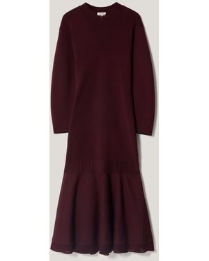 Jigsaw Sheer Panel Knit Dress - Red