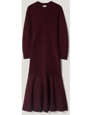 Jigsaw Sheer Panel Knit Dress - Red