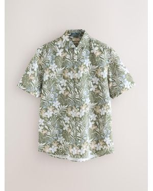 Next Signature 100% Linen Floral Print Short Sleeve Shirt