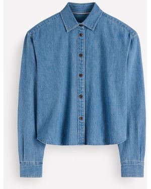 Boden Sienna Crop Relax Denim Shirt - Blue