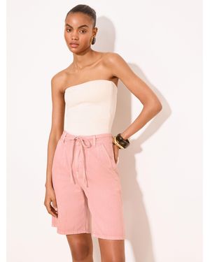 Lipsy Tie Belt Denim Bermuda Jorts - Pink