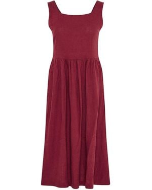M Com Petite Fit & Flare Linen Blend Dress - Red