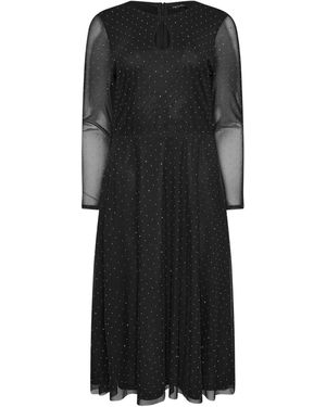 M Com Keyhole Mesh Studded Dress - Black