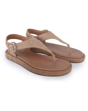 OFF THE HOOK Adelie Leather Thong Flat Sandals - Brown