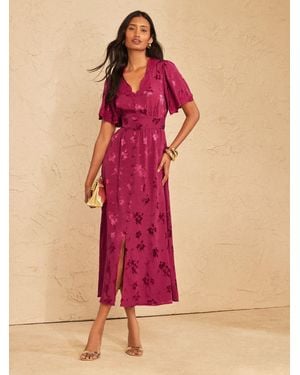 Love & Roses Lace Midaxi Tea Dress - Pink