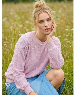 Roman Floral Mesh Knit Jumper - Pink