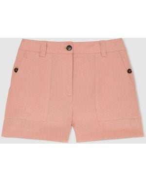 Reiss Ashby Linen Shorts - Pink