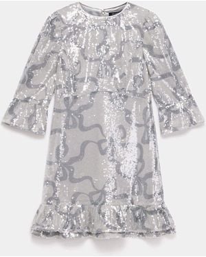 Mint Velvet Bow Print Sequin Mini Dress - White