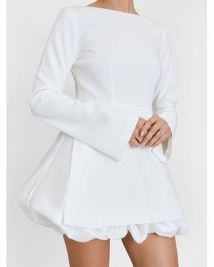 Six Stories Isla Split Sleeve Bubble Hem Mini Dress - White