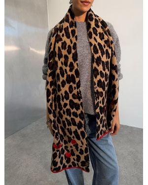 Never Fully Dressed Leopard Cherry Knitted Scarf - Brown
