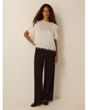 Monsoon Payton Ponte Wide Leg Trousers - Natural
