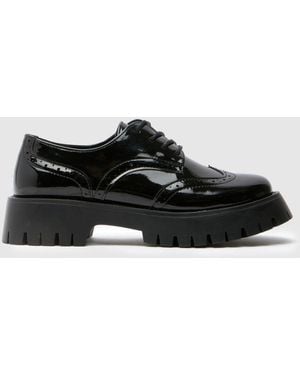 schuh Laina Chunky Patent Brogues - Black