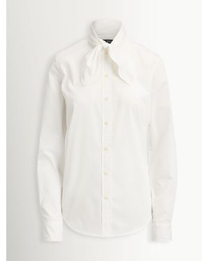 Ralph Lauren Cotton Slim Fit Shirt With Bow Neckline - White