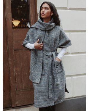 Next Check Longline Tie Waist Scarf Cape Containing Wool - Grey