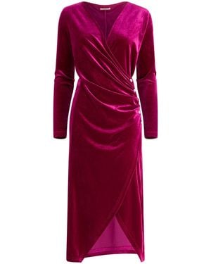 Joe Browns V-Neck Stretchy Velour Dress - Purple