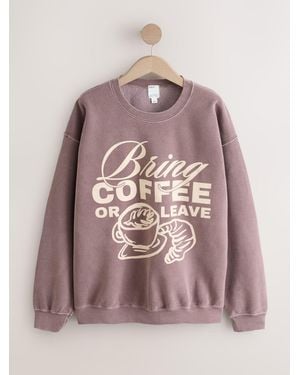 Next Mink Coffee Washed Slogan Sweatshirt - Pink