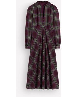 Boden Cassie Checked Tea Dress - Purple