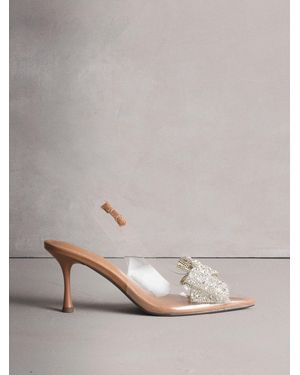 Next Forever Comfort Slingback Vinyl Jeweled Bow Heels - Multicolor