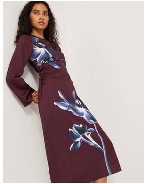 Monsoon Polly Floral Print Midi Dress - Purple