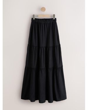 Next Cotton Tiered Maxi Skirt - Black