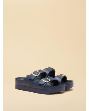 Joules Sunseeker Platform Double Buckle Sliders - Blue