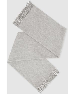 Reiss Picton Cashmere Blend Scarf Wool Plain - White