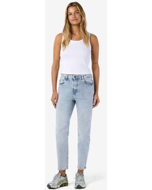 Noisy May High Waisted Slim Fit Straight Leg Ankle Jeans - Blue